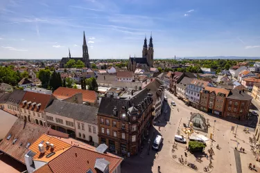 Aussicht auf Speyerer Innenstadt vom Stadttorturm Altpörtel