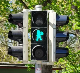 Ampel mit Speyerer Brezelbu in grün