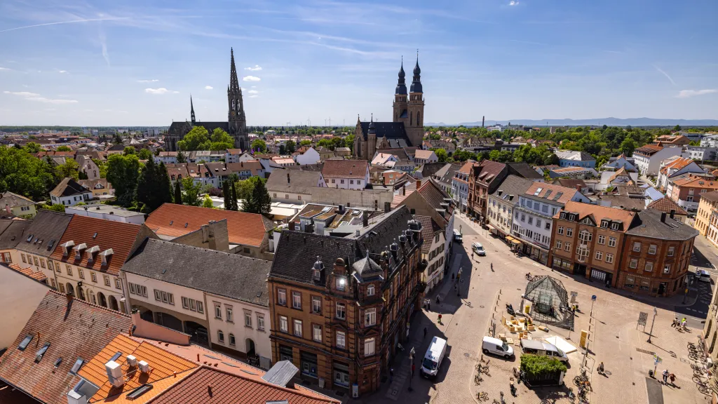 Aussicht auf Speyerer Innenstadt vom Stadttorturm Altpörtel