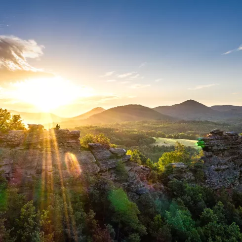 Sonnenaufgang an den Luger Geiersteinen