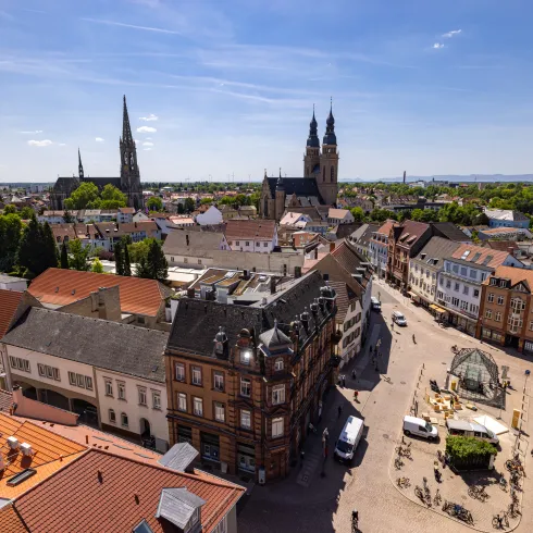 Aussicht auf Speyerer Innenstadt vom Stadttorturm Altpörtel
