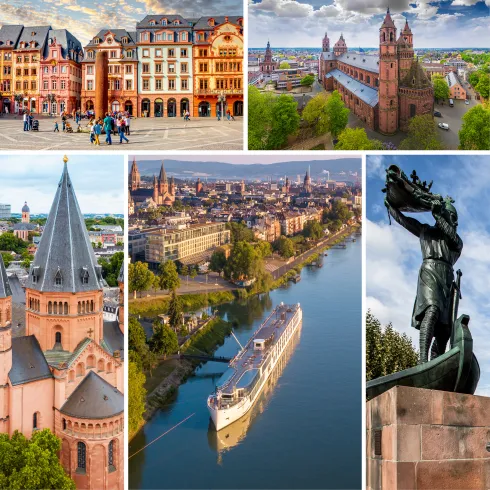 Bildcollage der Städte Worms und Mainz