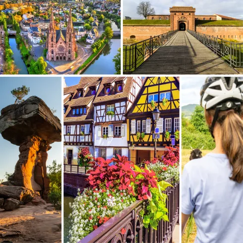 Bildcollage Germersheim, Südpfalz, Elsass, Frankreich, Strasbourg